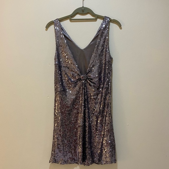 Sequined Mini Dress with Bow Tie Back - S - Picture 6 of 6